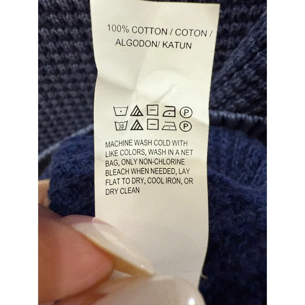 NWT Men's Lucky Brand Size XL Denim Blue Waffle Knit‎ 1/4 Zip Cotton Sweater